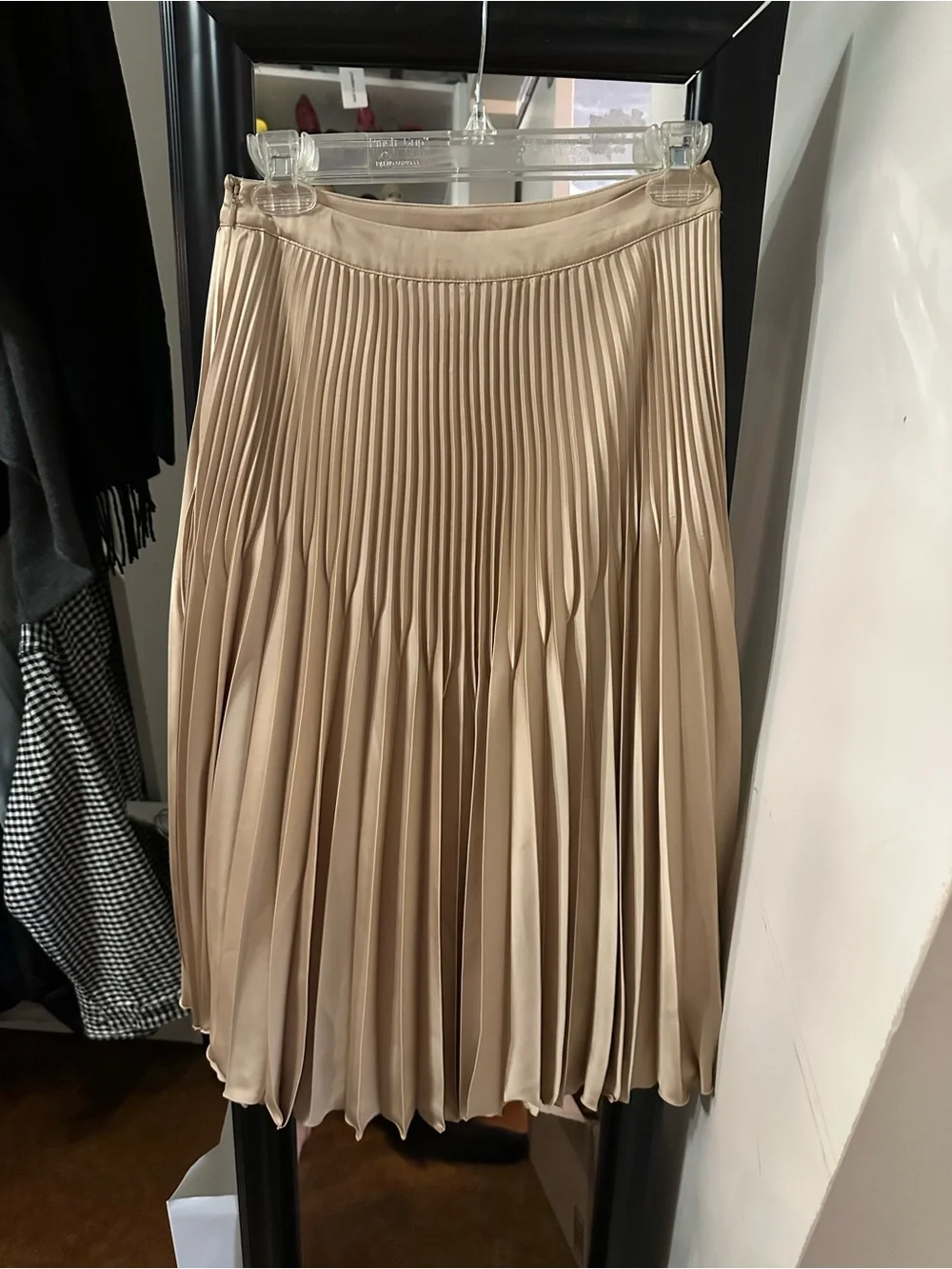 NWT Reiss Isidora Knife Pleated Midi Skirt in Gold Metallic - US 4/UK 8